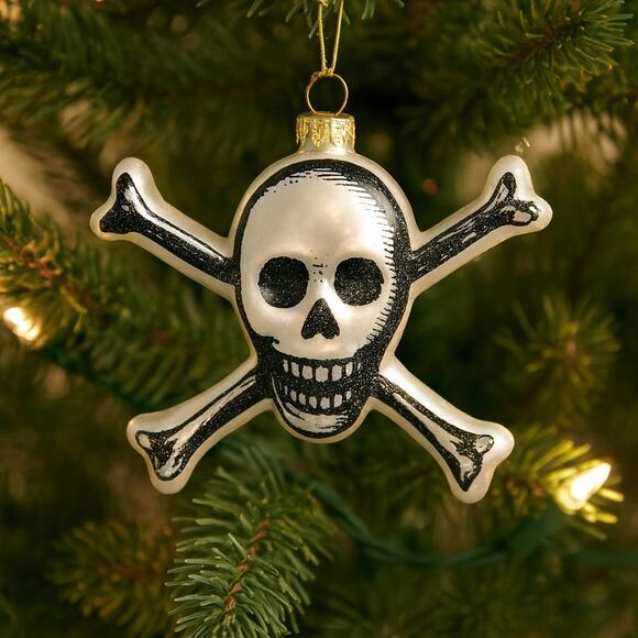JOHN DERIAN Skull & Crossbones Glass Christmas Halloween Ornament Target 2025 - Picture 1 of 8